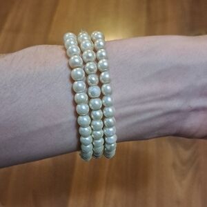 Three Cream Pearl Bracelets